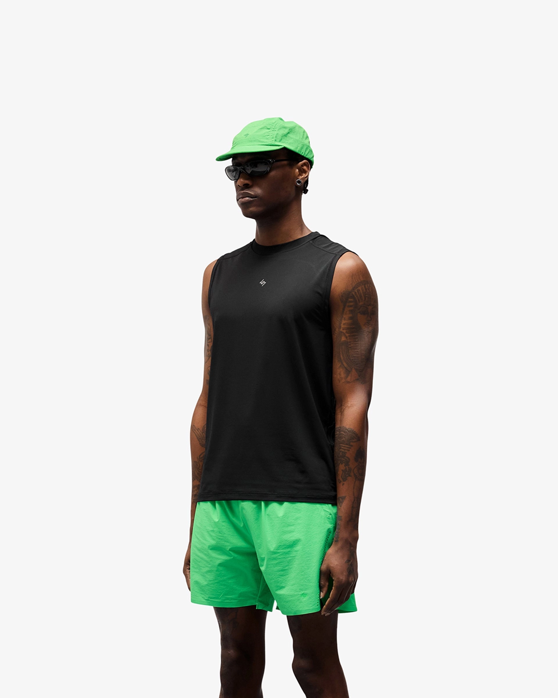 Tubular Knit Structure 247 Contour Run Tank - Black