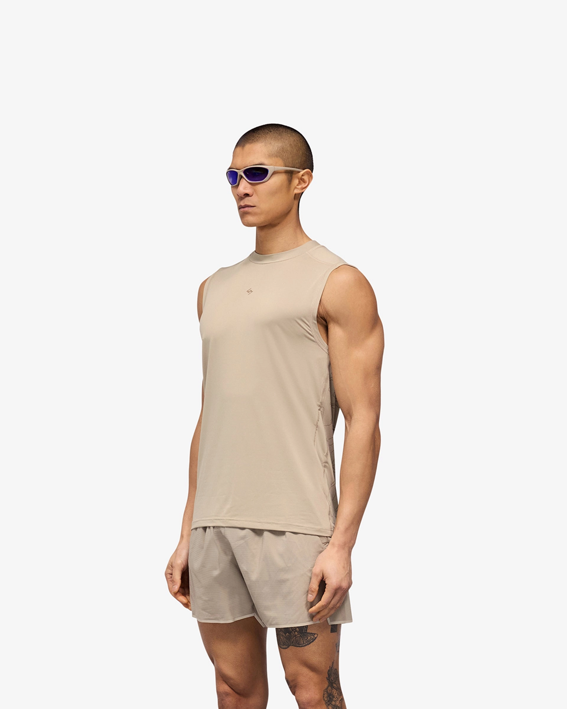 247 Contour Run Tank - Pebble Quality Fabric Soft Breathable