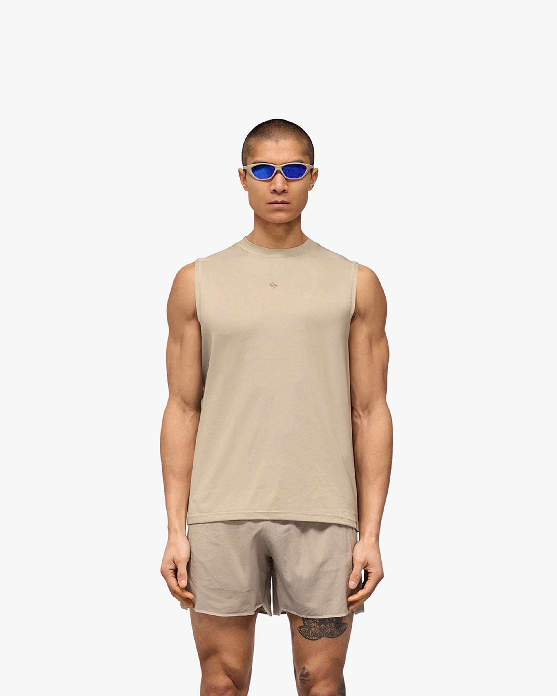 247 Contour Run Tank - Pebble Trendy Look Heathered Texture