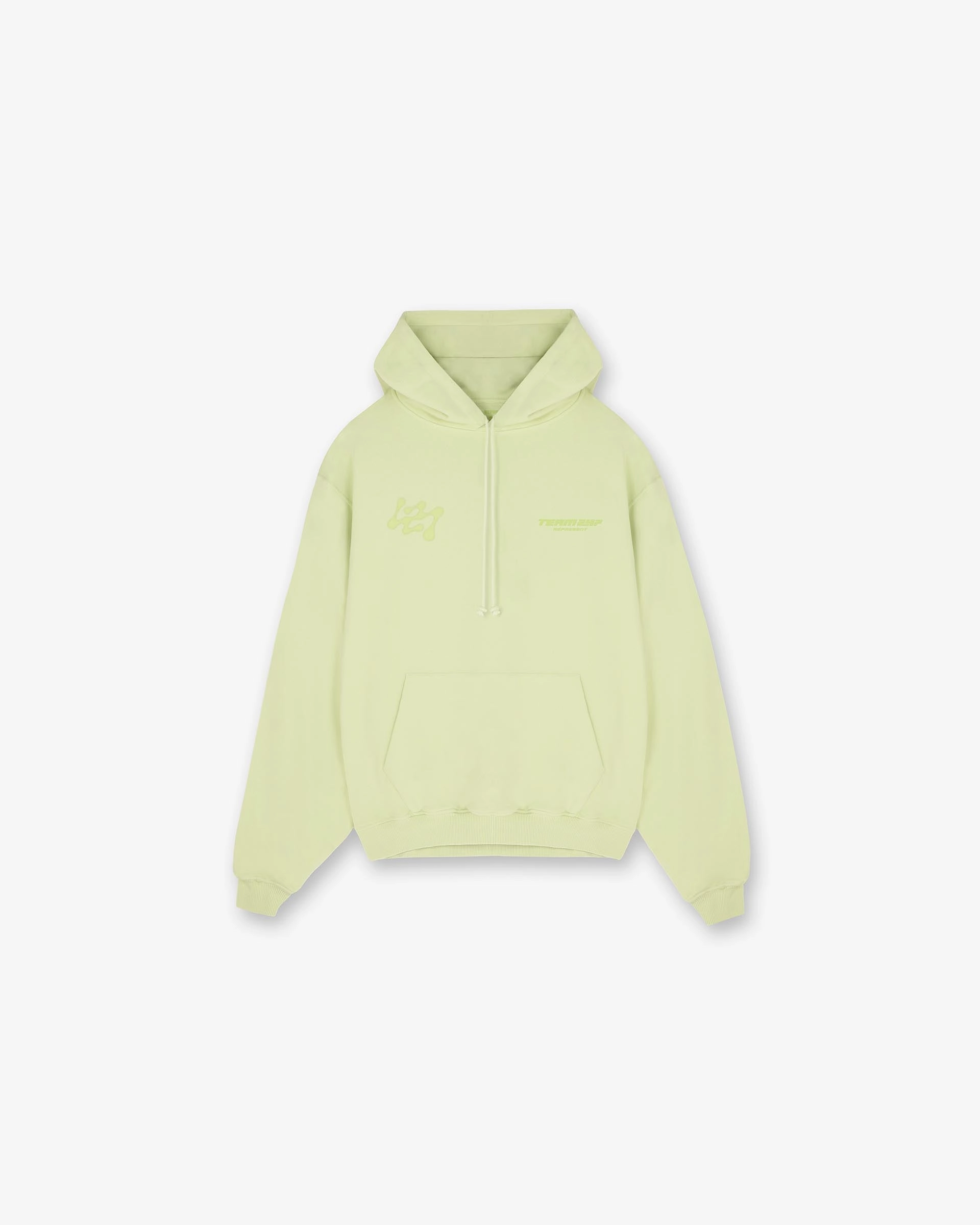 Breathable mesh lining Dual Pocket Configuration 247 Future Terrains Oversized Hoodie - Shadow Lime