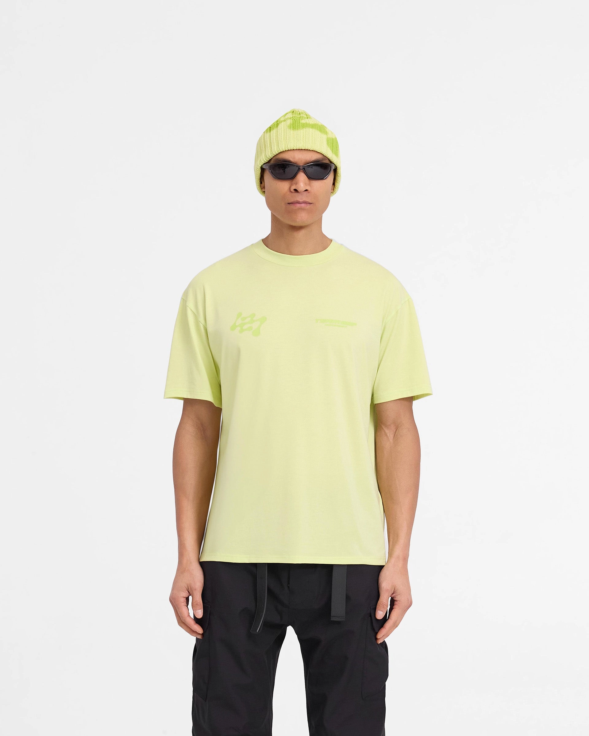 247 Future Terrains Oversized T-Shirt - Shadow Lime Raw Hem Finish