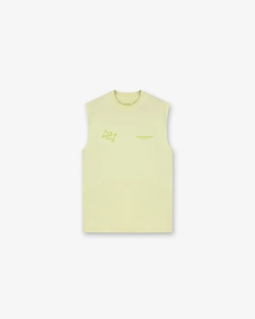Breathable Comfort Fit NonRestrictiveCut 247 Future Terrains Oversized Tank - Shadow Lime