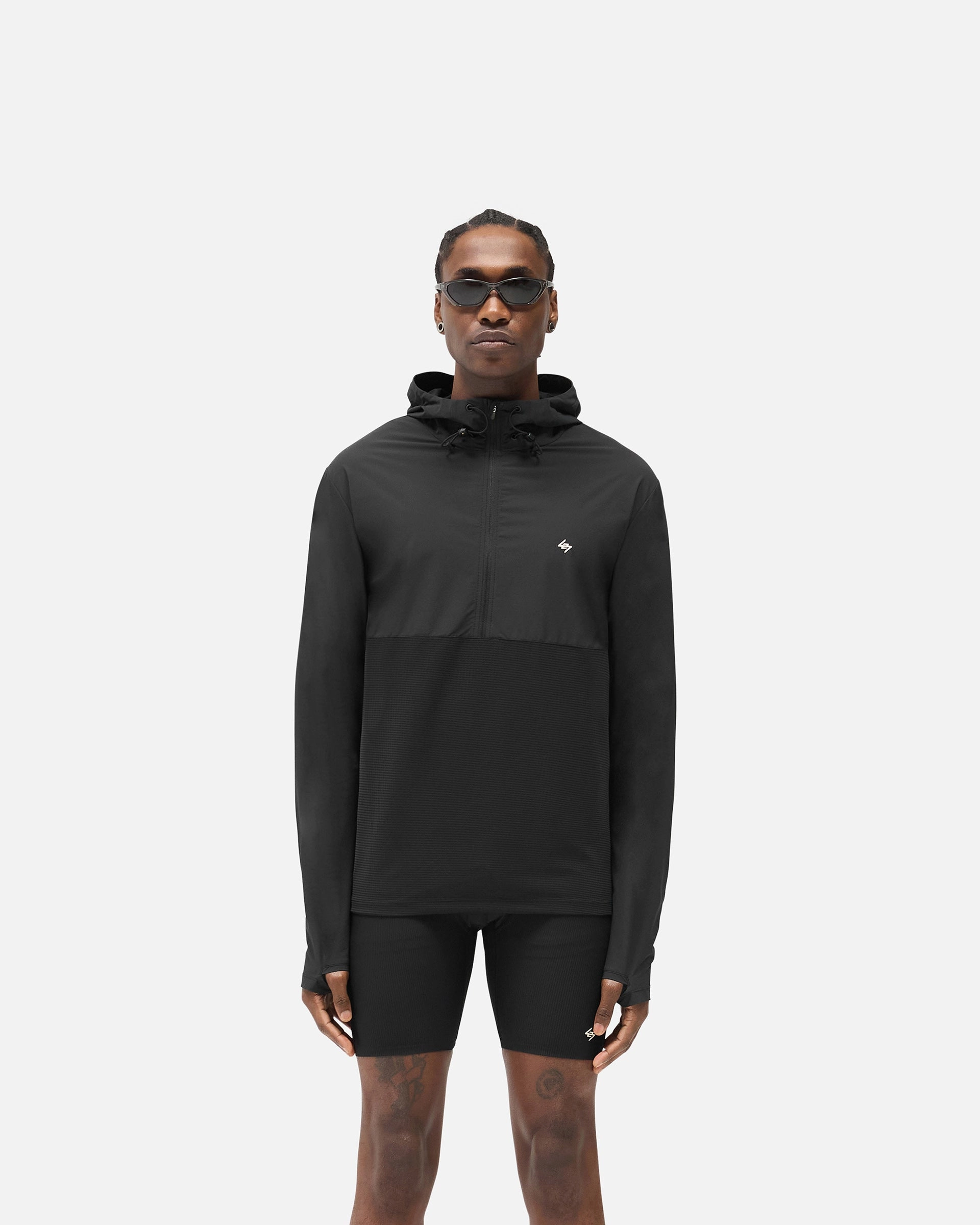 MultiPocket Layout 247 Hooded Quarter Zip - Black