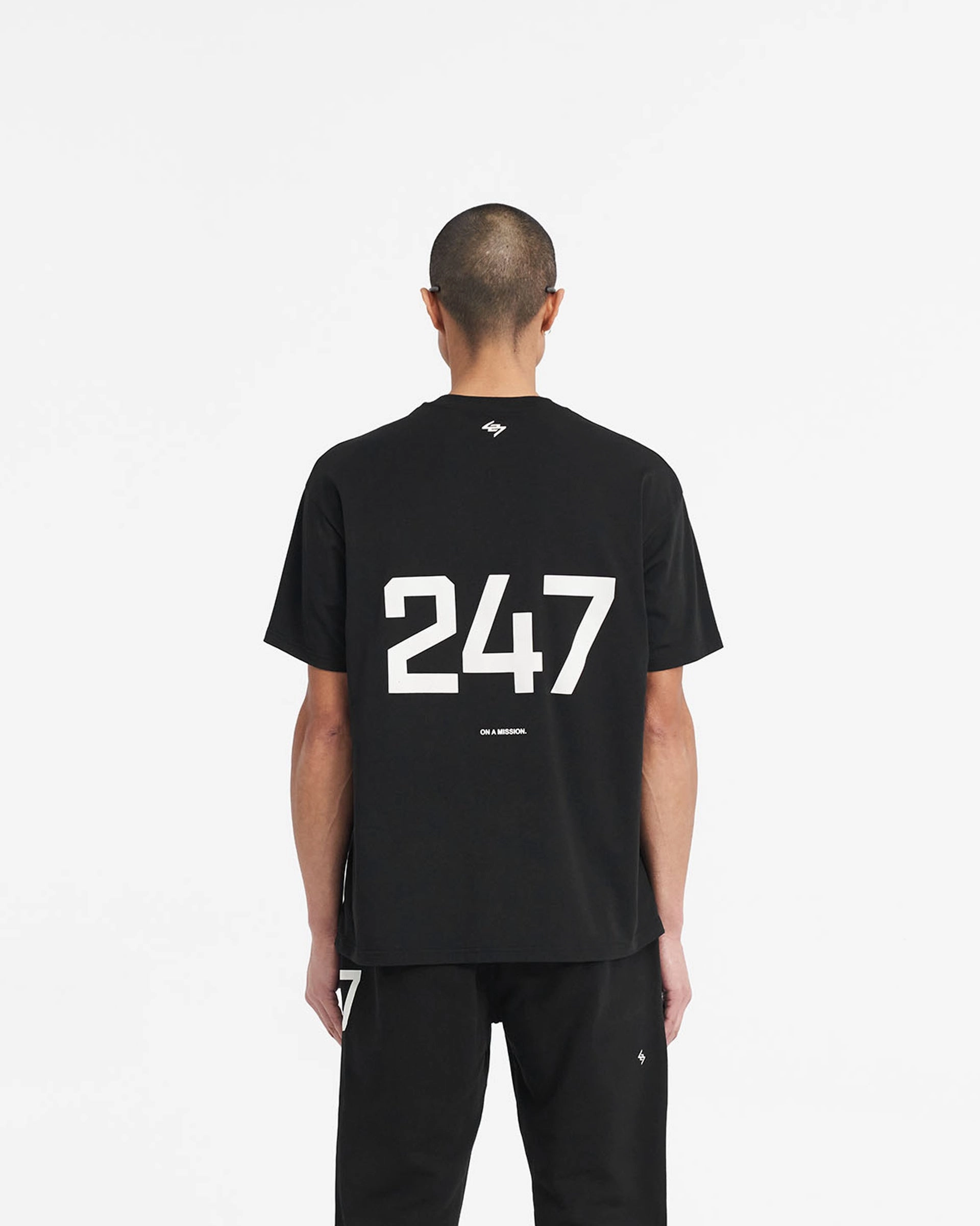 247 Oversized T-Shirt - Jet Black Elastic Fit Boat Neck
