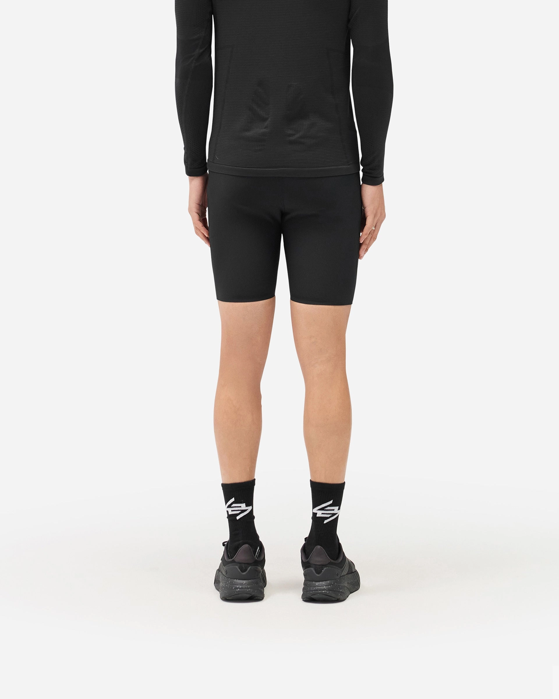 247 Ribbed Half Tight - Black Moisture Wicking Fabric