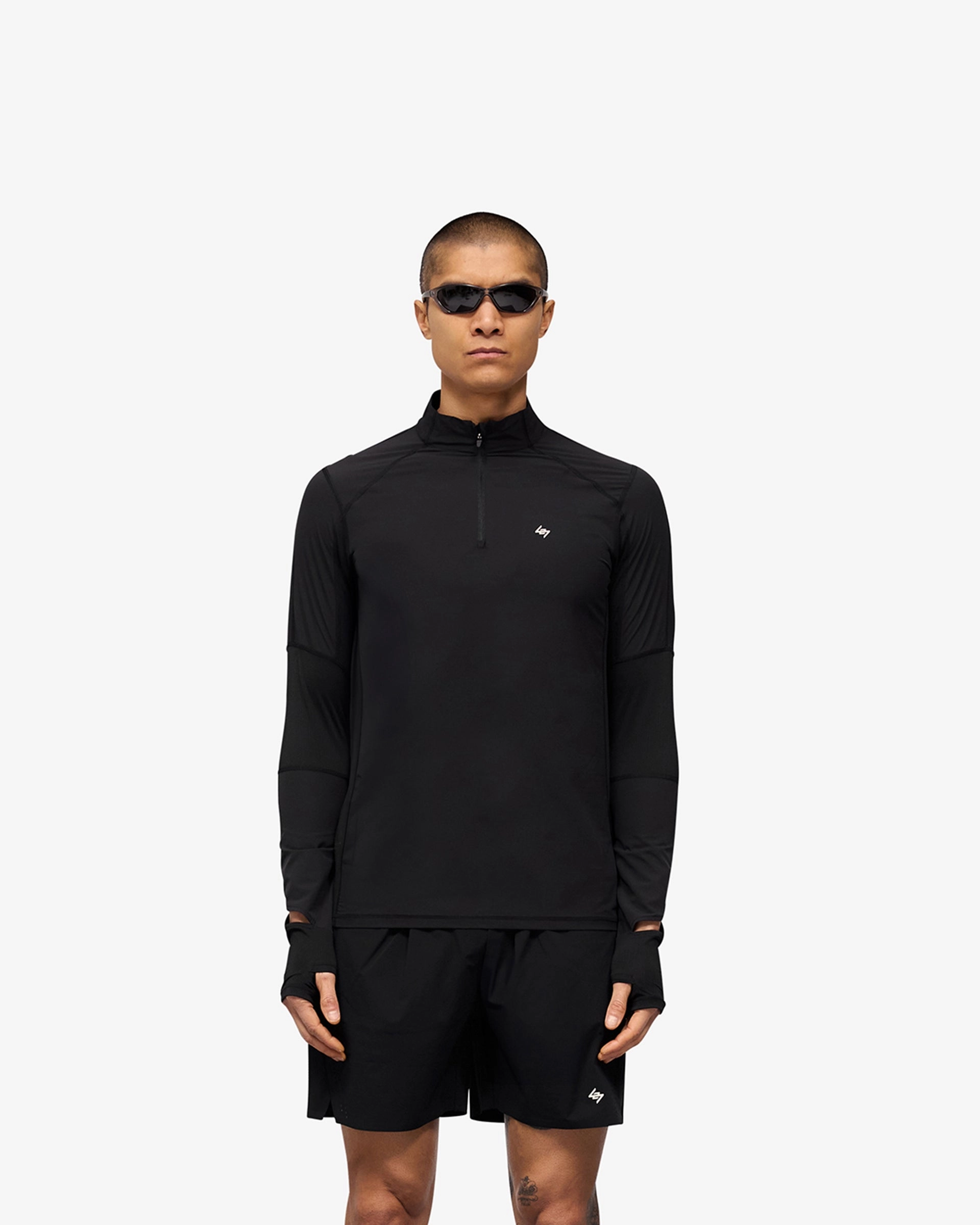 Soft Shell Material 247 Run Quarter Zip - Jet Black