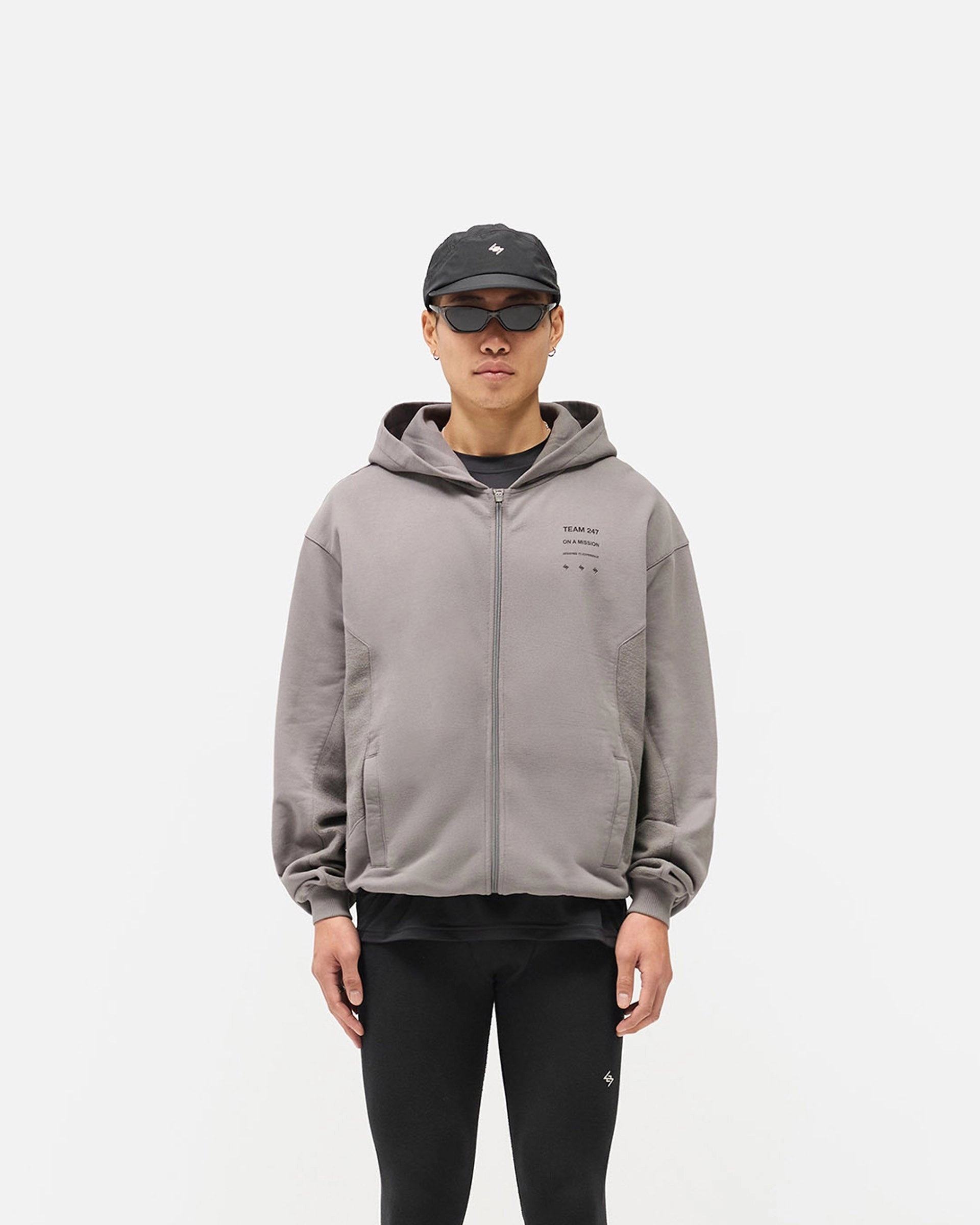 247 Uprising Zip Hoodie - Steel Holiday Wear Sporty Fit