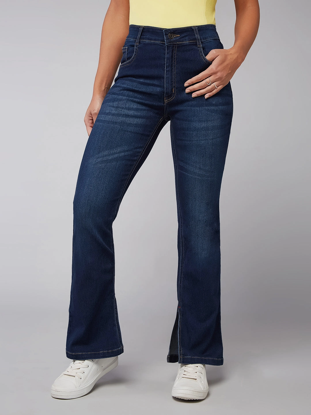 Formal Classic Wear Loose Clean Detail 24/7 Comfort 24/7 Comfort Blue Semi-Bootcut Mid-Rise Stretchable Denim Jeans