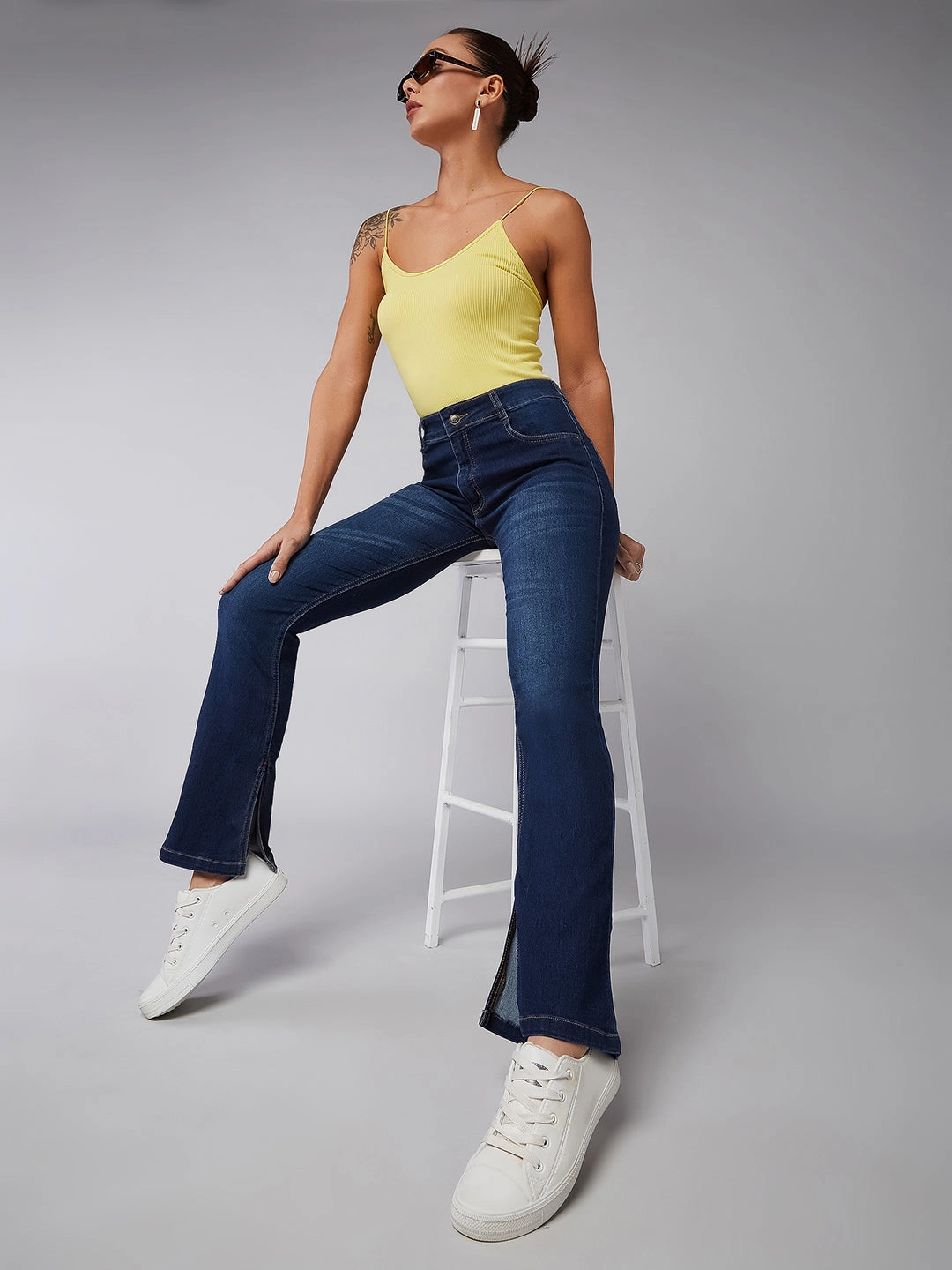 Go Everywhere Comfortable Choice 24/7 Comfort 24/7 Comfort Blue Semi-Bootcut Mid-Rise Stretchable Denim Jeans