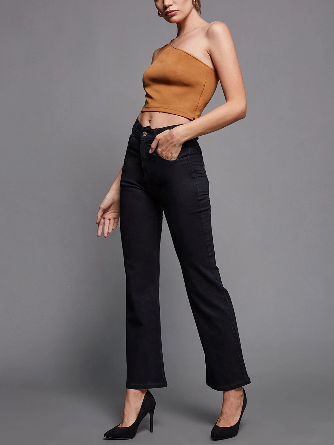 Vibrant Trendy 24/7 Comfort Black Bootcut High-Rise Stretchable Denim Jeans