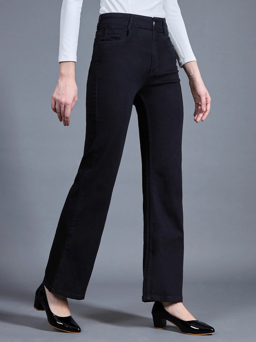 Trend Setter Chill Outfit Student Outfit 24/7 Comfort Black Bootcut High-Rise Stretchable Denim Jeans