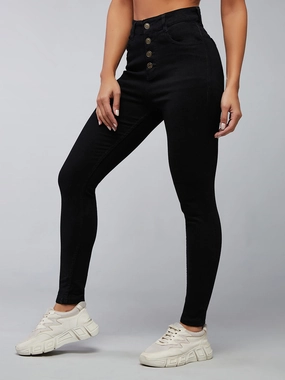24/7 Comfort Black Skinny-Fit High-Rise Stretchable Denim Jeans High Quality Holiday Vibes Winter Warmth Active Comfort