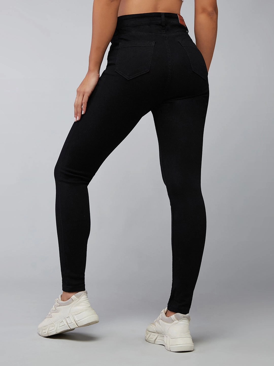 Beach Day Holiday Vibes 24/7 Comfort Black Skinny-Fit High-Rise Stretchable Denim Jeans