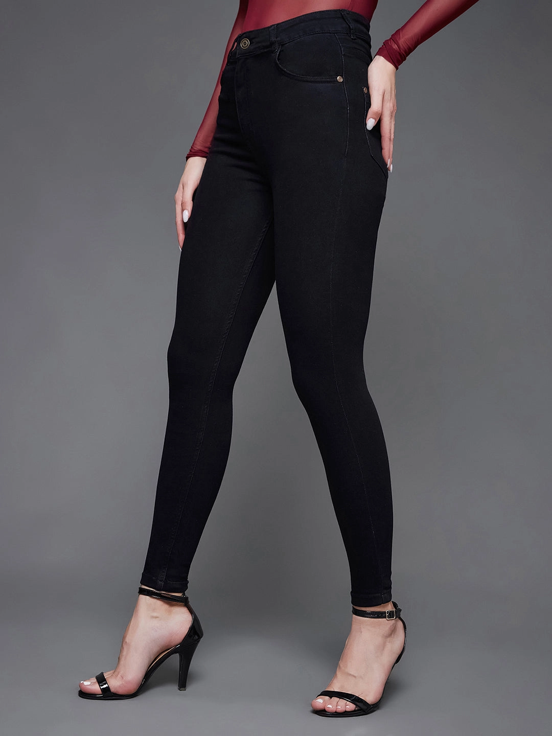 24/7 Comfort Black Skinny-Fit High-Rise Stretchable Denim Jeans Base Wear