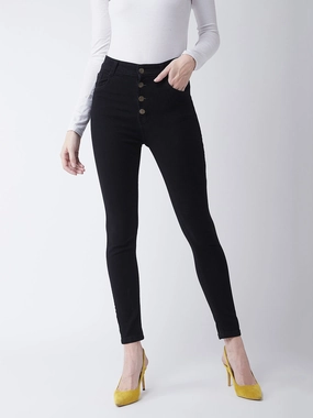 24/7 Comfort Black Skinny-Fit High-Rise Stretchable Denim Jeans Vibrant Formal