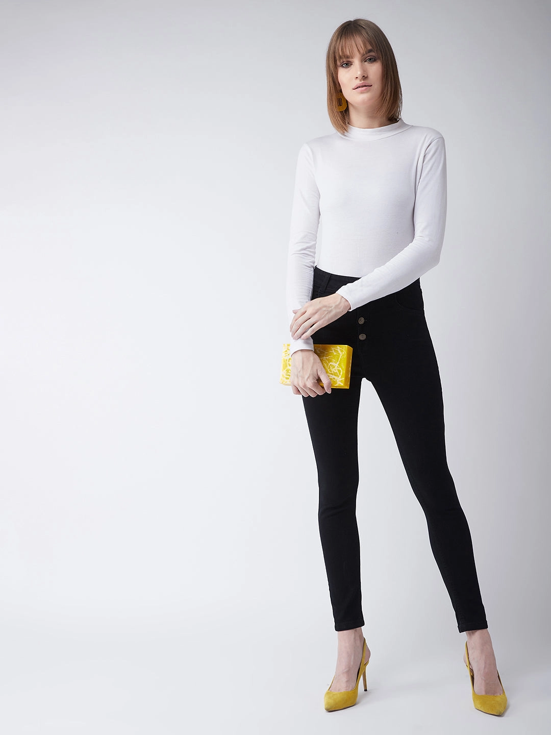 Sustainable Road Trip No Fade Look 24/7 Comfort Black Skinny-Fit High-Rise Stretchable Denim Jeans