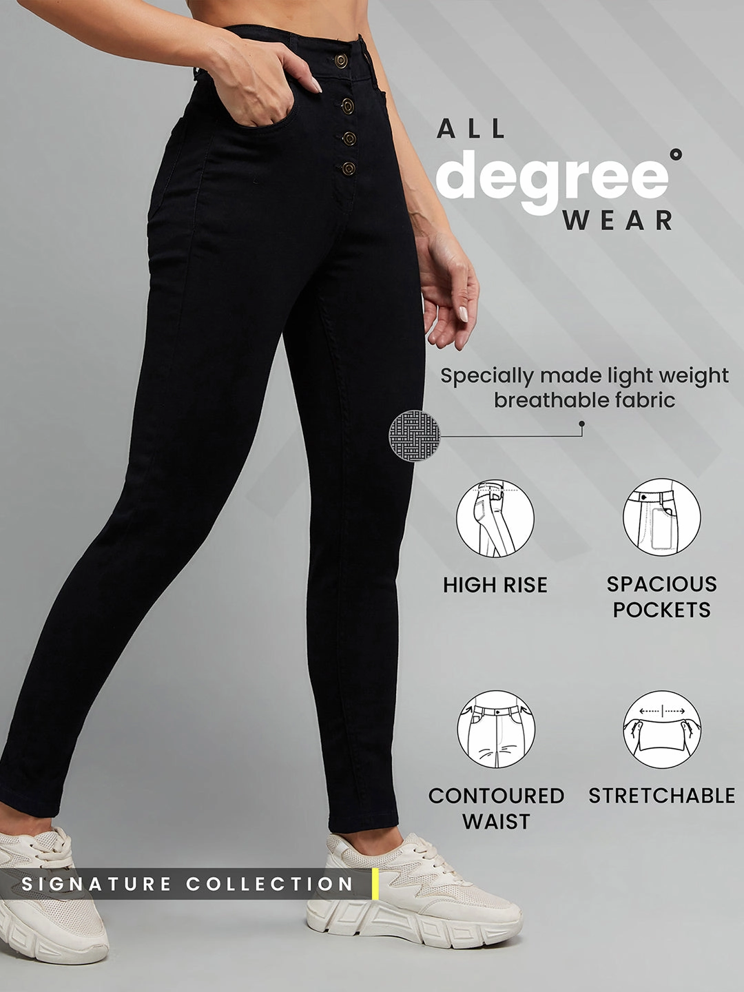 Balanced Piece 24/7 Comfort Black Skinny-Fit High-Rise Stretchable Denim Jeans