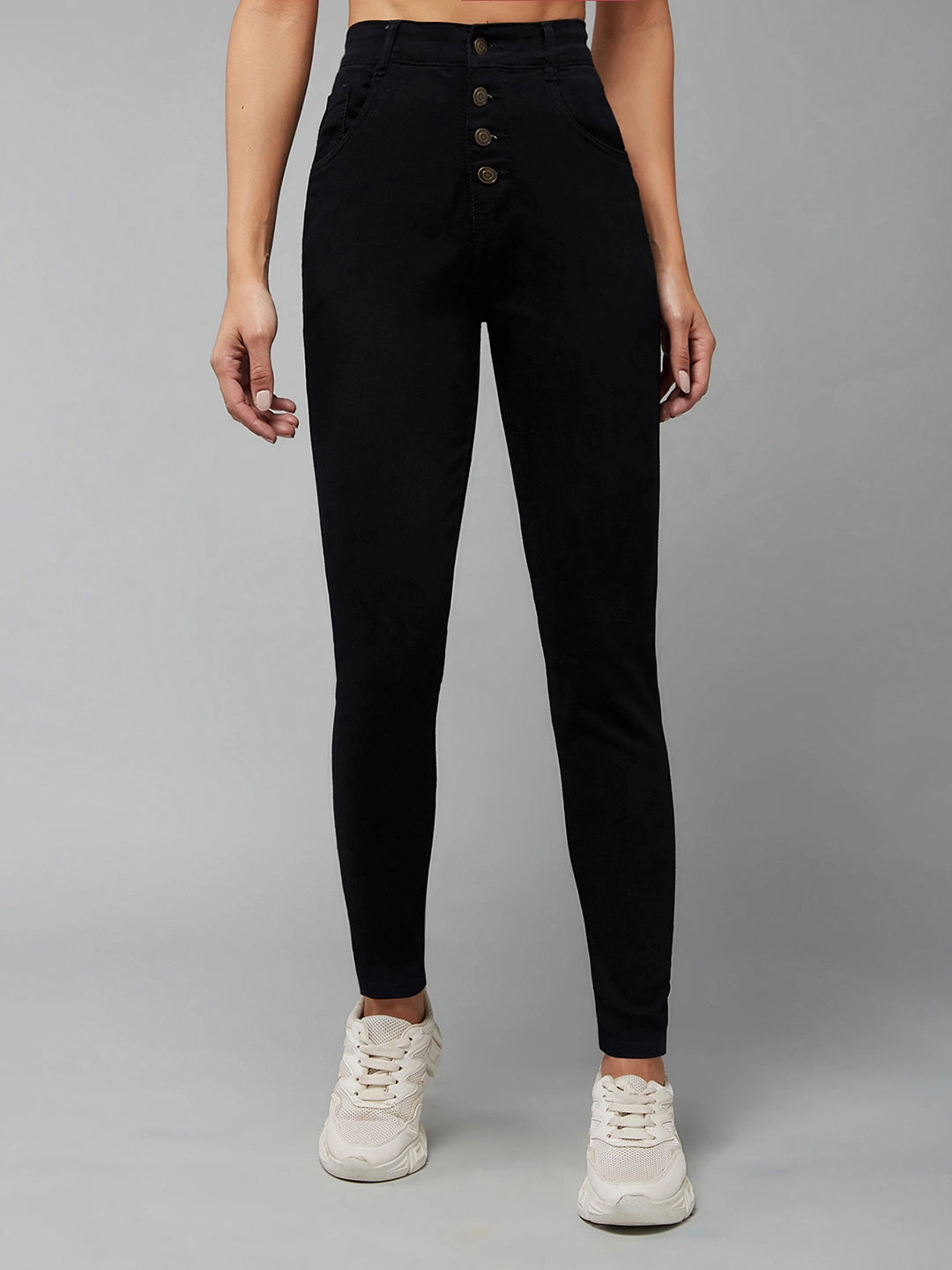 Balanced Wardrobe 24/7 Comfort Black Skinny-Fit High-Rise Stretchable Denim Jeans