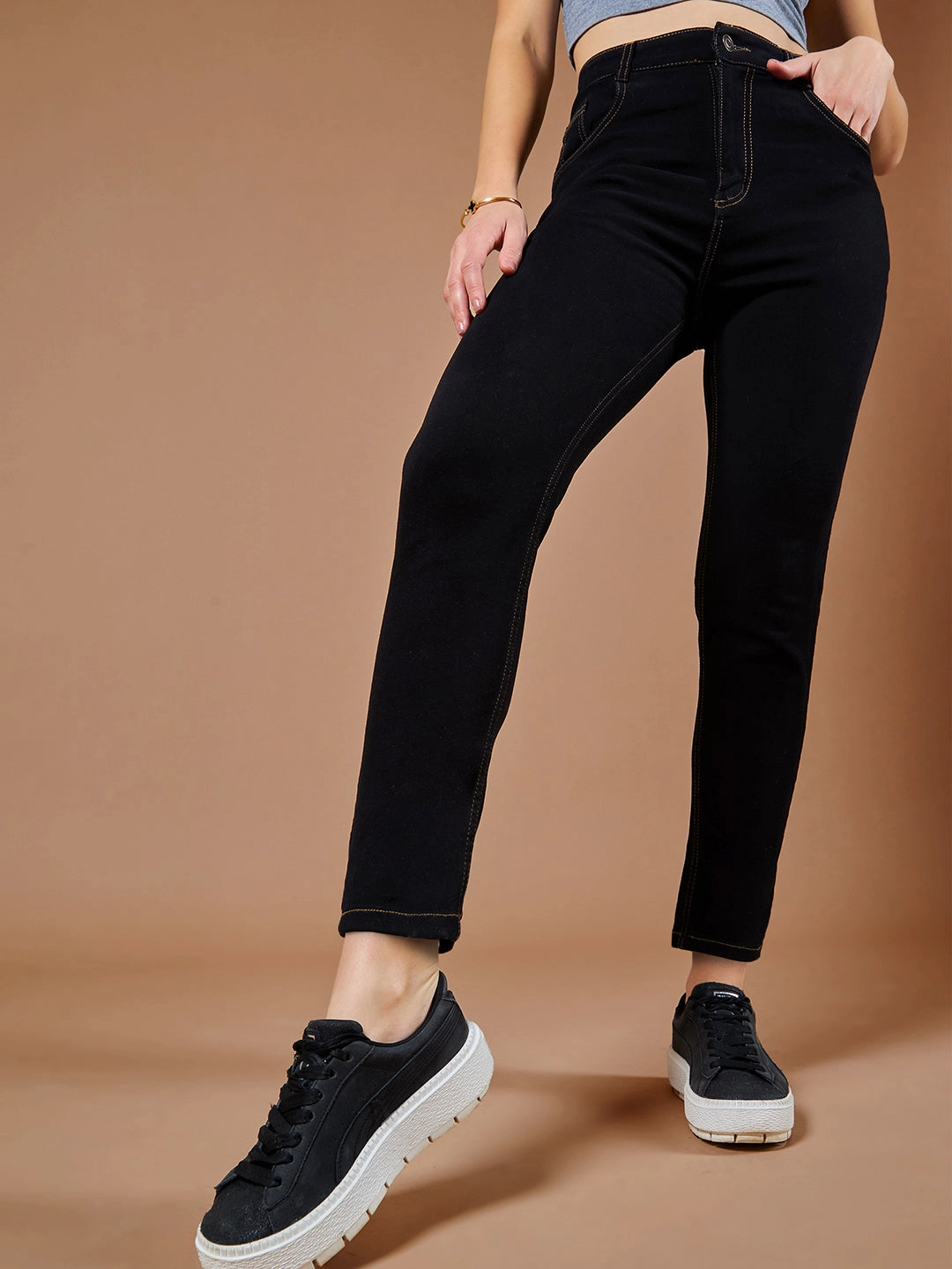 Active Days Casual Friday Durable Athlete Fit 24/7 Comfort Black Skinny High-Rise Stretchable Denim Jeans