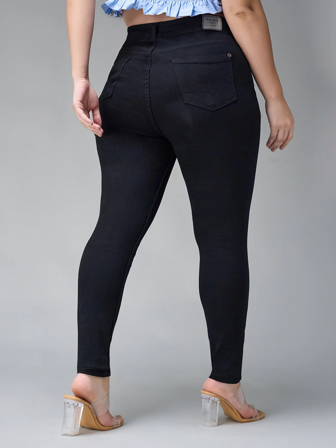 Perfect Fit 24/7 Comfort Black Slim-Fit High-Rise Acid Wash Stretchable Denim Jeans