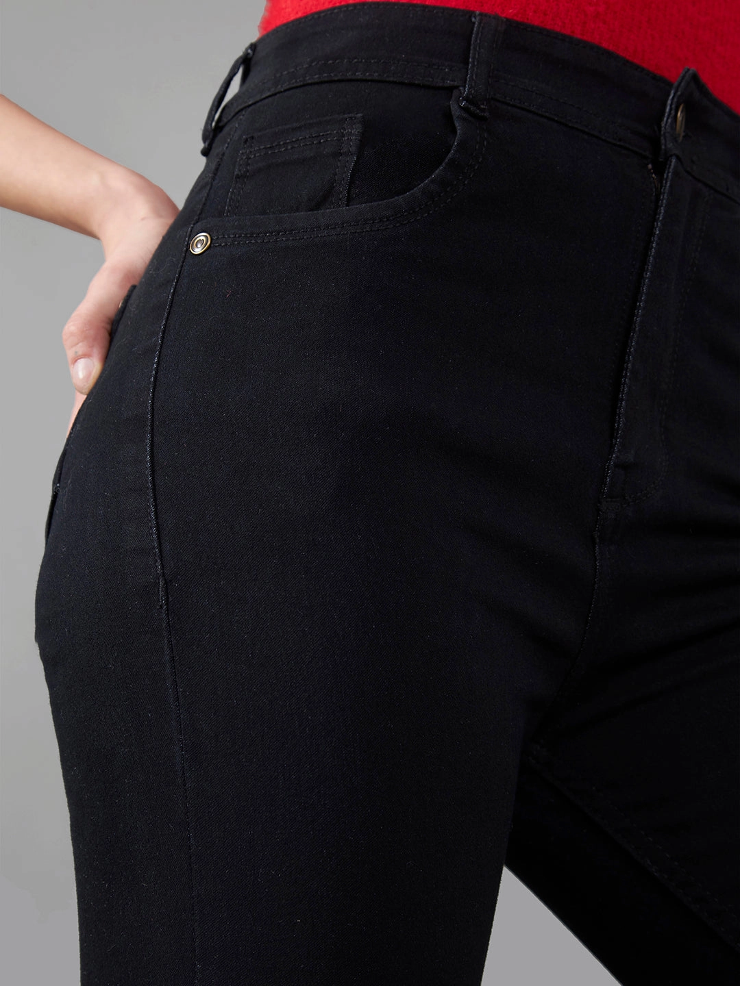 24/7 Comfort Black Slim-Fit High-Rise Cropped-Length Stretchable Denim Jeans Must Have Wear