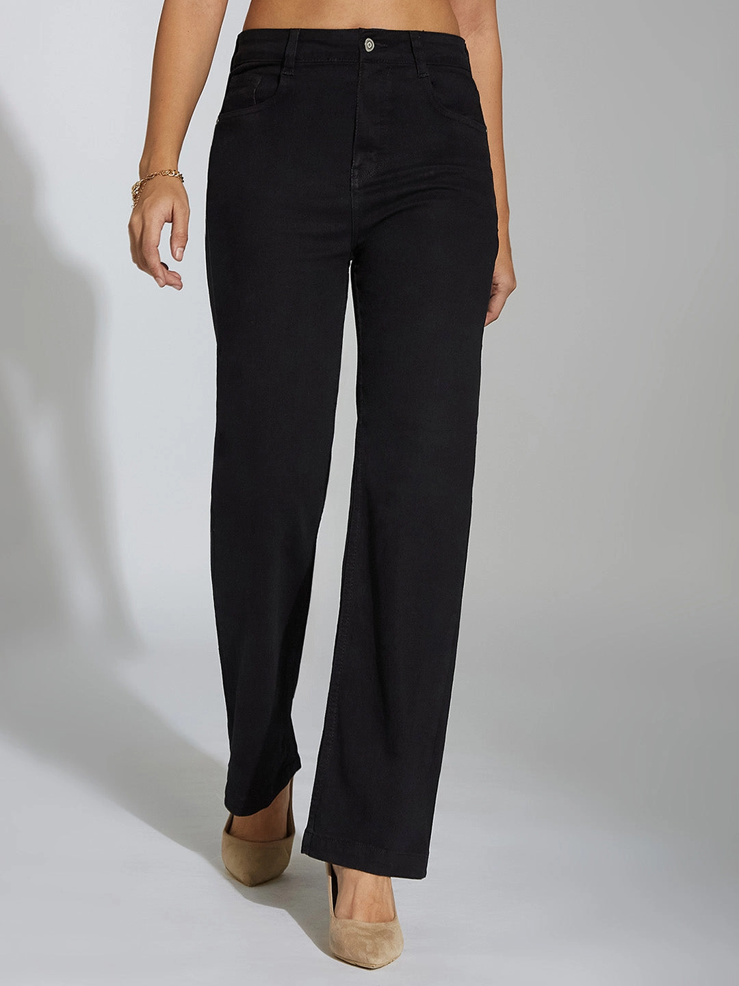 Odor Control Treatment Festival Outfit Everyday 24/7 Comfort Black Straight High-Rise Stretchable Denim Jeans