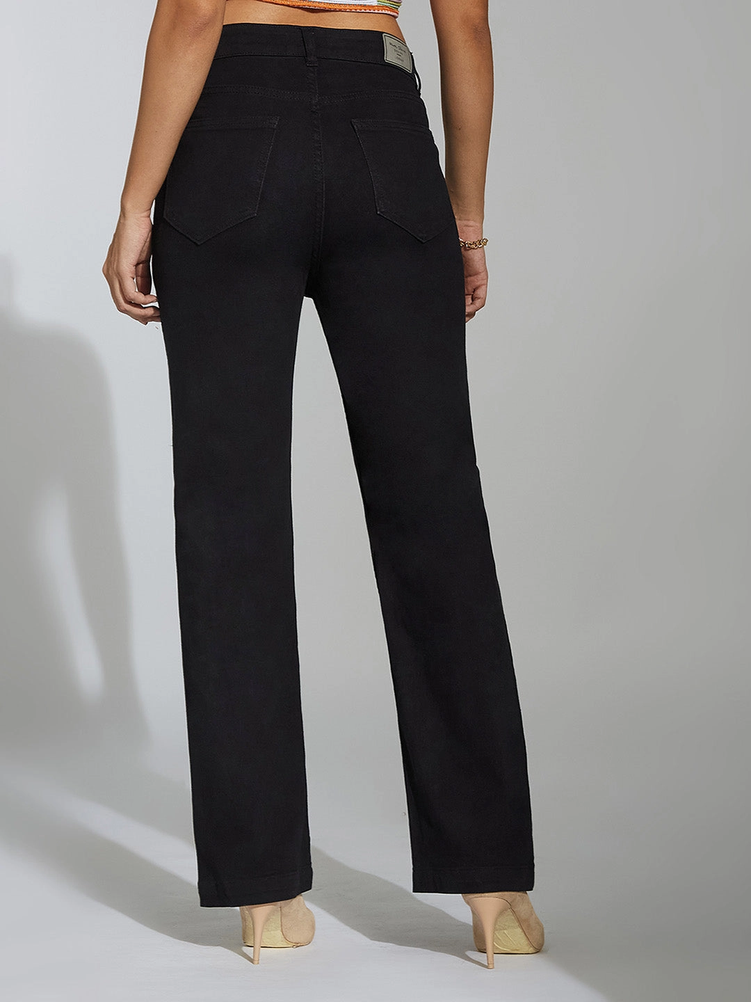 24/7 Comfort Black Straight High-Rise Stretchable Denim Jeans Neutral Outfit Piece