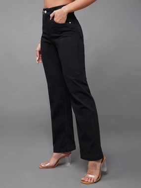 24/7 Comfort Black Straight High-Rise Stretchable Denim Jeans Comfy Tailoring