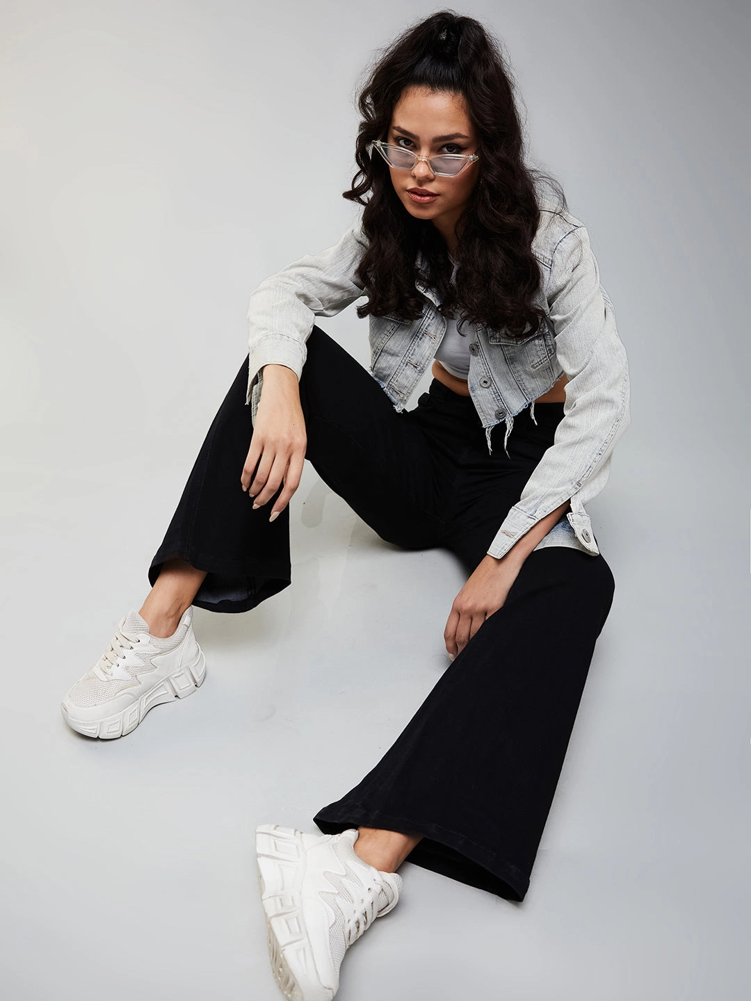 24/7 Comfort Black Wide-Leg High-Rise Patch Pocketed Stretchable Denim Jeans Body Friendly