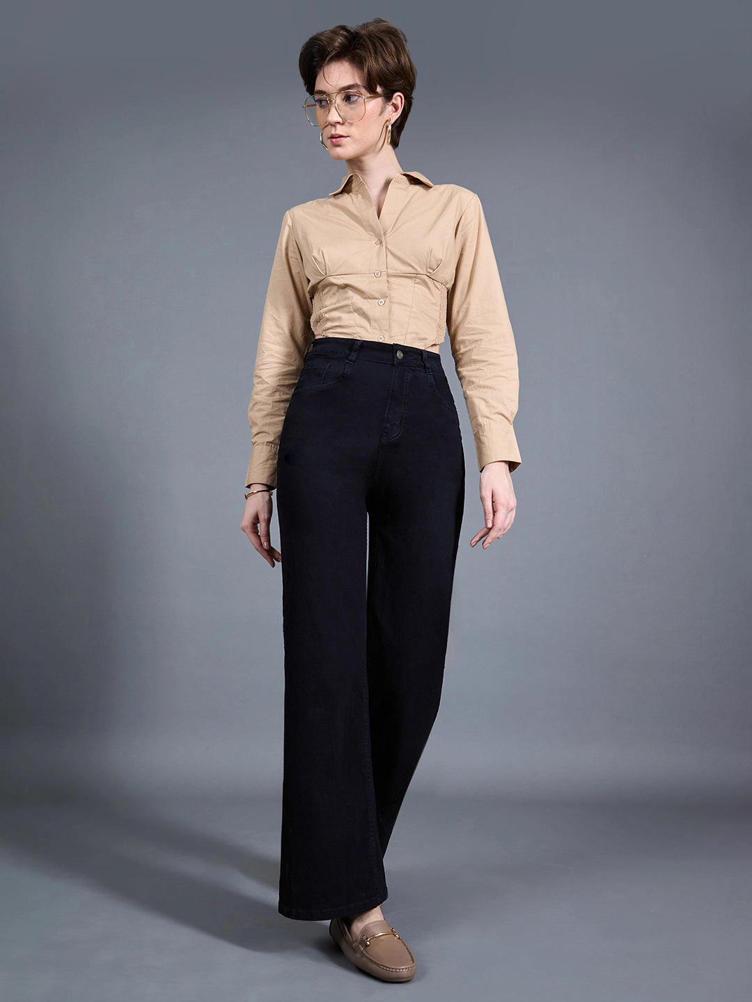 24/7 Comfort Black Wide-Leg High-Rise Stretchable Denim Jeans Everyday Pick