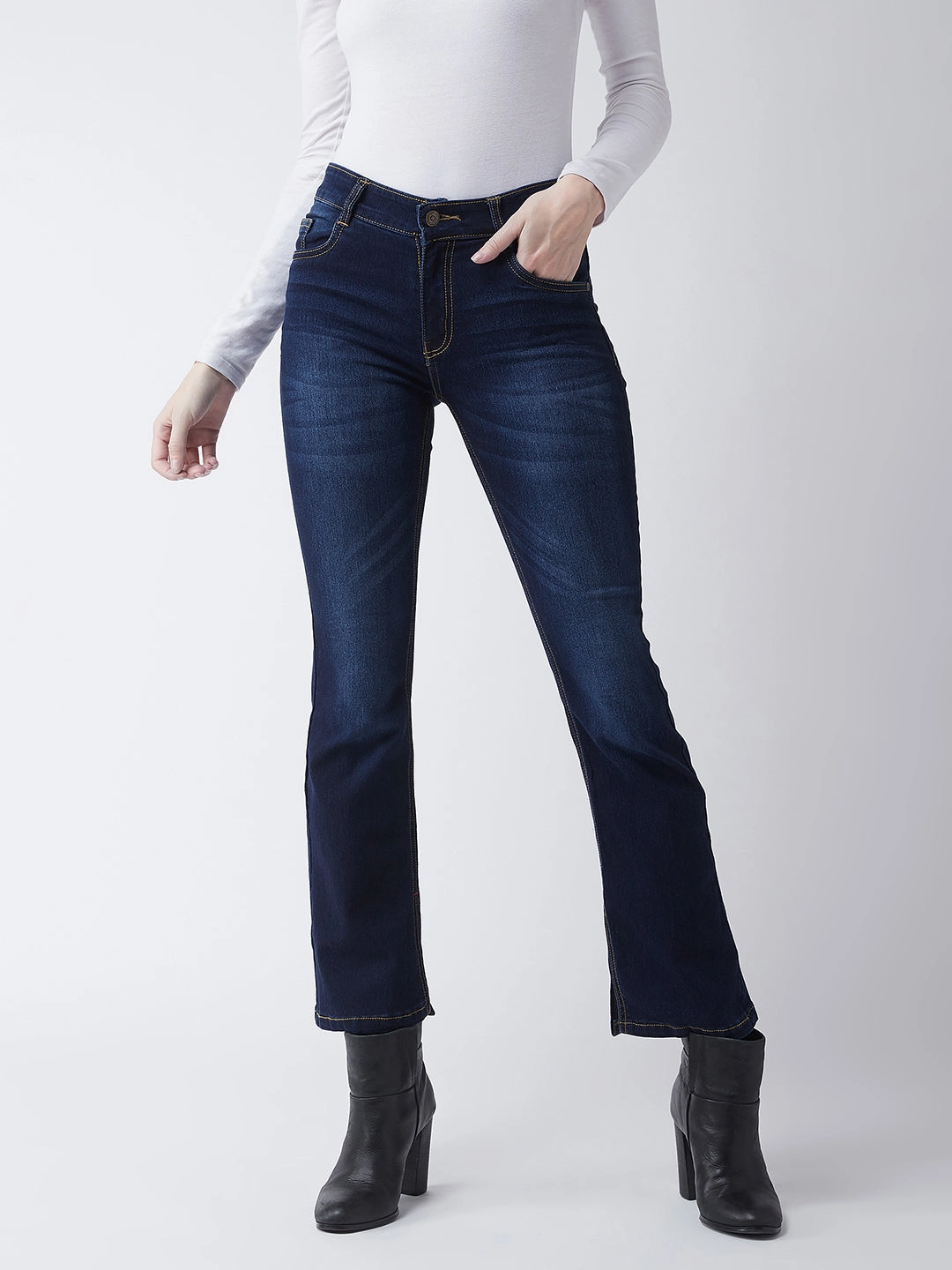 Beach Day Sustainable 24/7 Comfort Blue Bell-Bottom Mid-Rise Stretchable Denim Jeans