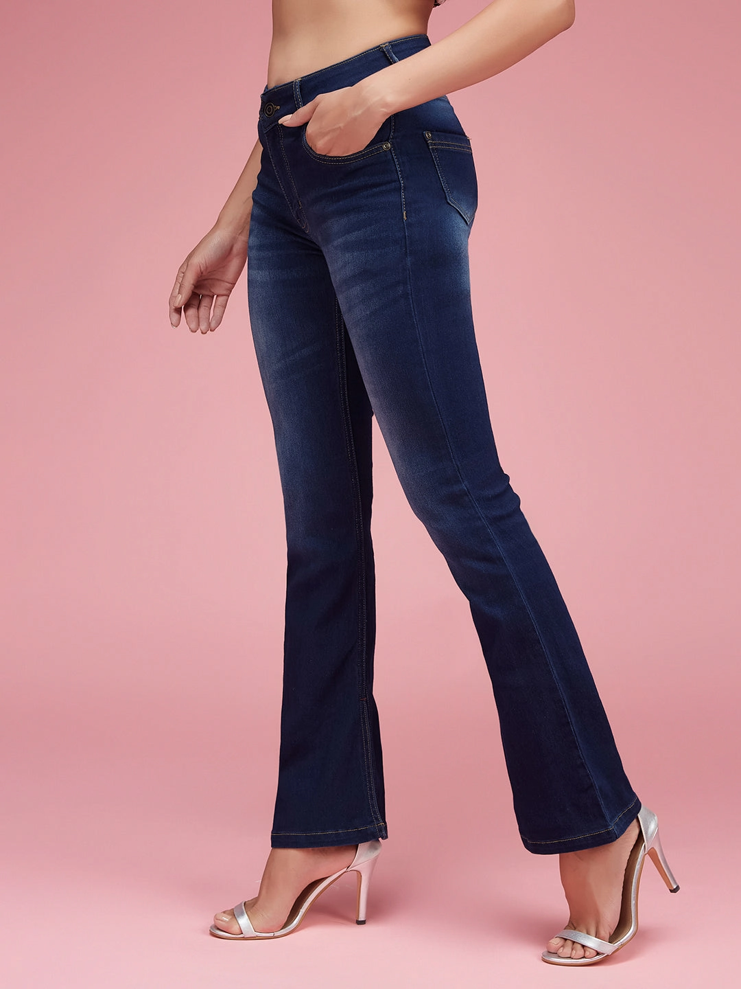 Elegant Adult Fashion 24/7 Comfort Blue Bootcut Mid-Rise Stretchable Denim Jeans