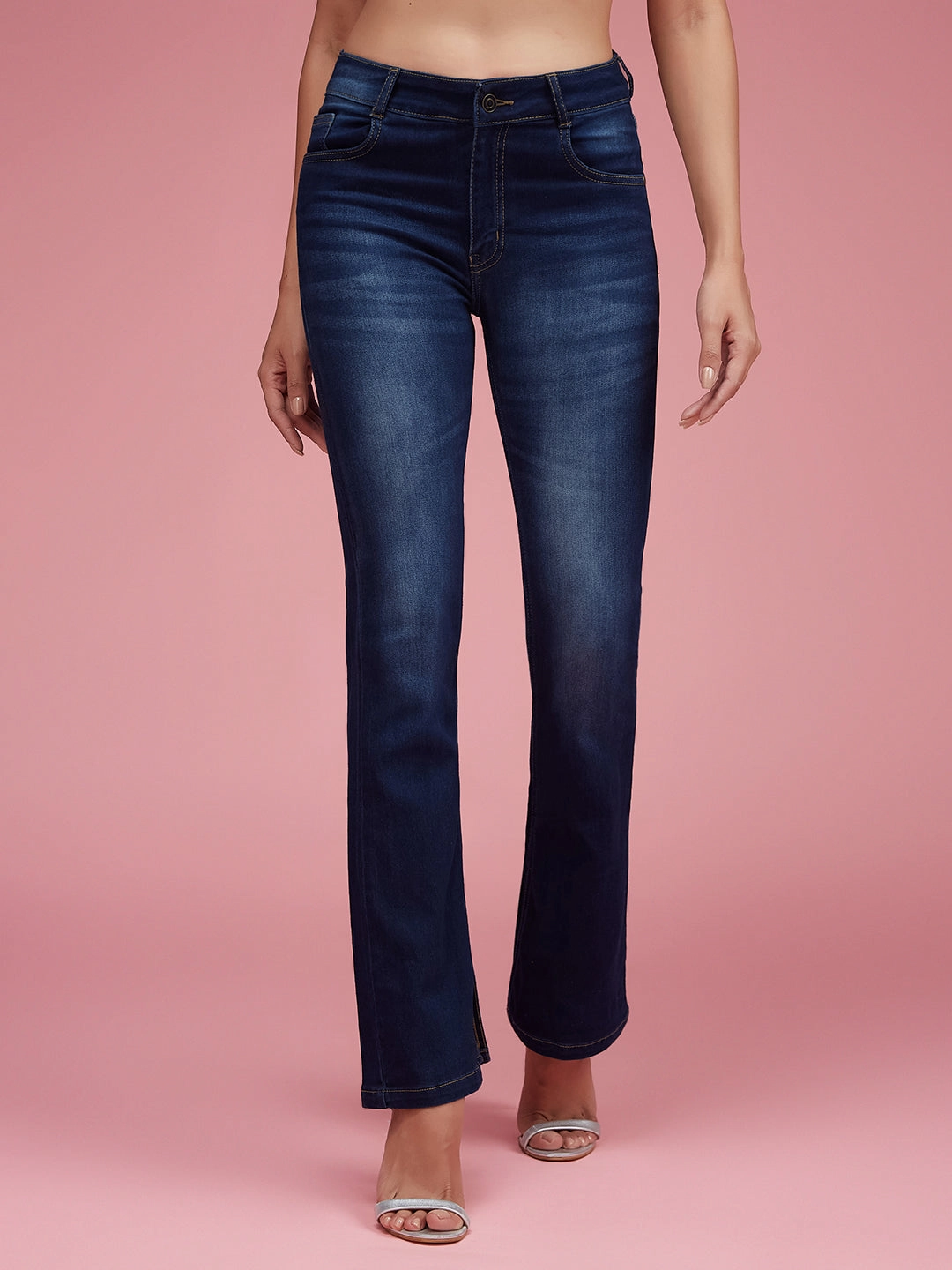 Recycled Cotton Blend Fashion Must-Have 24/7 Comfort Blue Bootcut Mid-Rise Stretchable Denim Jeans