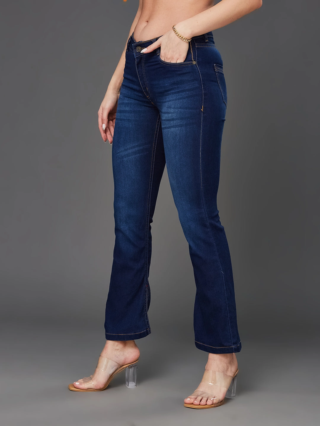 Light Fabric 24/7 Comfort Blue Semi-Bootcut Mid-Rise Stretchable Denim Jeans