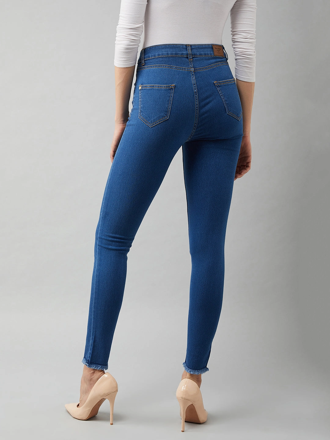 24/7 Comfort Blue Skinny-Fit High-Rise Cropped Stretchable Denim Jeans Everyday Loose Simple Attire