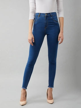 24/7 Comfort Blue Skinny-Fit High-Rise Cropped Stretchable Denim Jeans Streetwear Mood