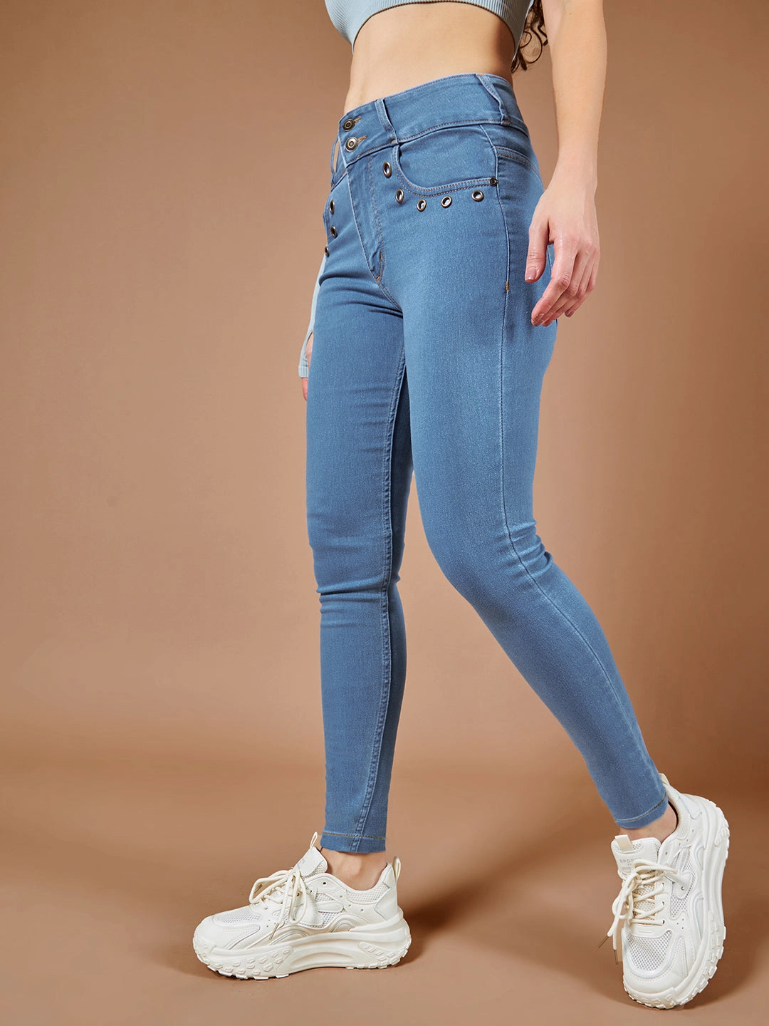 24/7 Comfort Blue Skinny-Fit High-Rise Regular Length Stretchable Denim Pants Street Inspired