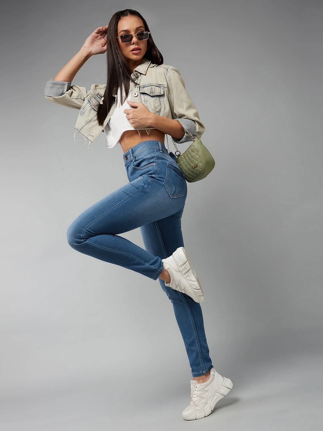 24/7 Comfort Blue Skinny-Fit High-Rise Stretchable Denim Jeans Cool Essential