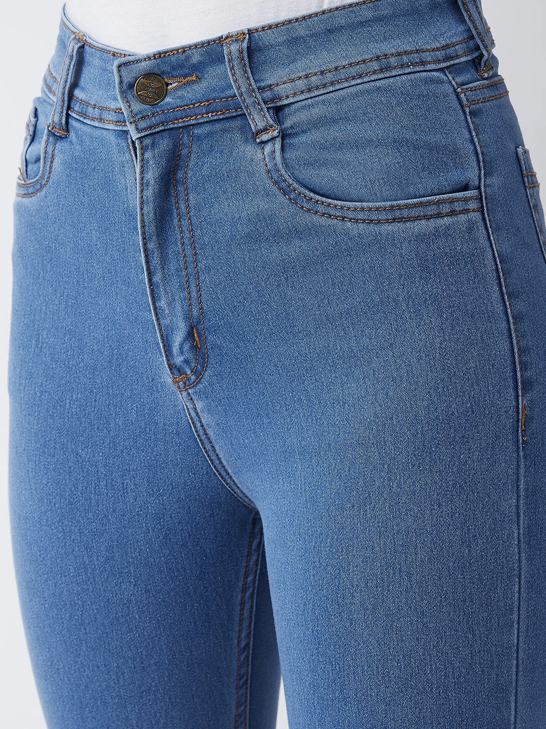 24/7 Comfort Blue Skinny High-Rise Cropped Denim Jeans Smooth Loose Versatile Style Essential