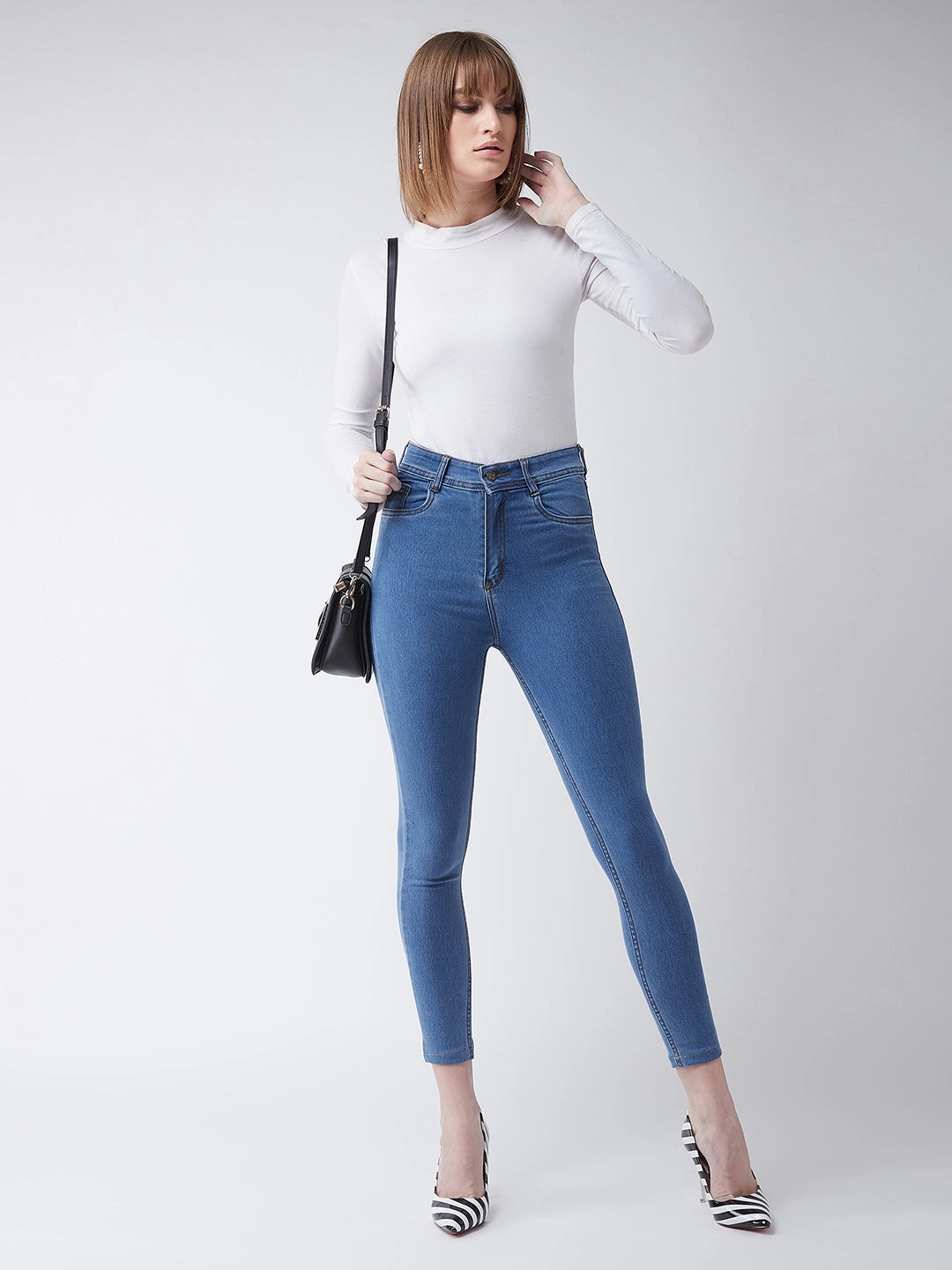 Light material Outfit Mood 24/7 Comfort Blue Skinny High-Rise Cropped Denim Jeans
