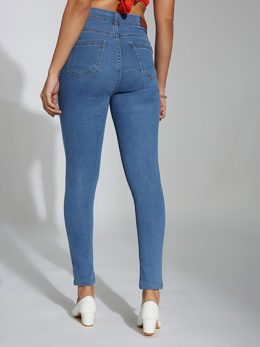 24/7 Comfort Blue Skinny High-Rise Cropped Denim Jeans Modern Couple Look No Fuss Fit