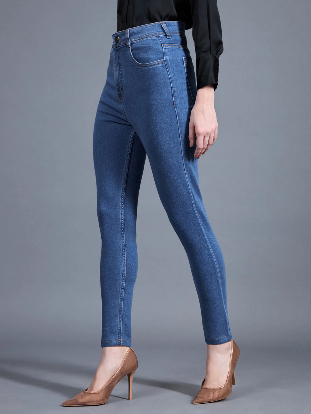 24/7 Comfort Blue Skinny High-Rise Cropped Denim Jeans Lightweight Choice