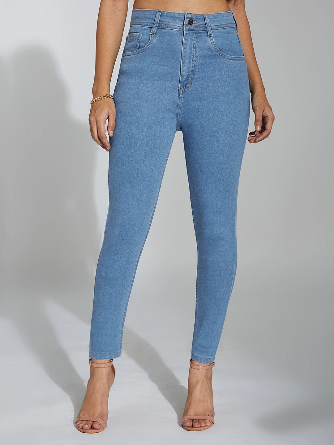 24/7 Comfort Blue Skinny High-Rise Distressed Denim Jeans Winter Warmth Minimalist Style Picnic Style Go-To Garment