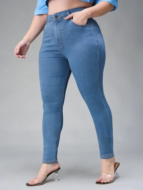 24/7 Comfort Blue Skinny High-Rise Distressed Denim Jeans Sustainable Road Trip
