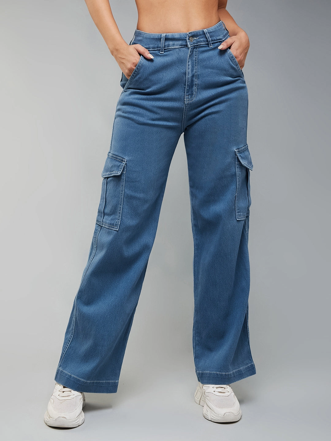 24/7 Comfort Blue Wide-Leg High-Rise Stretchable Denim Jeans Rainy Day Vintage Lover Timeless Feel