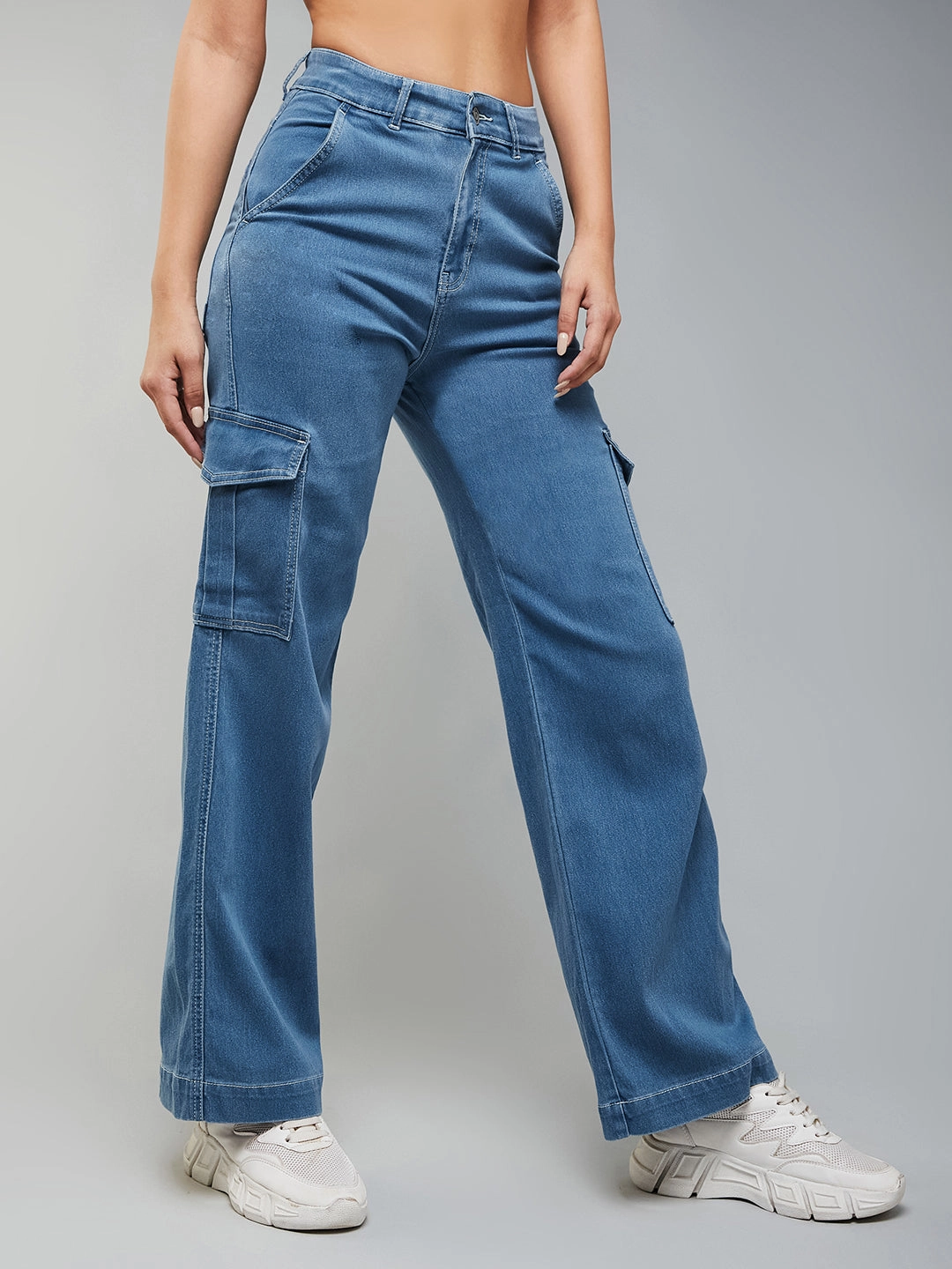 24/7 Comfort Blue Wide-Leg High-Rise Stretchable Denim Jeans Outdoor Adventure Stylish Family Style