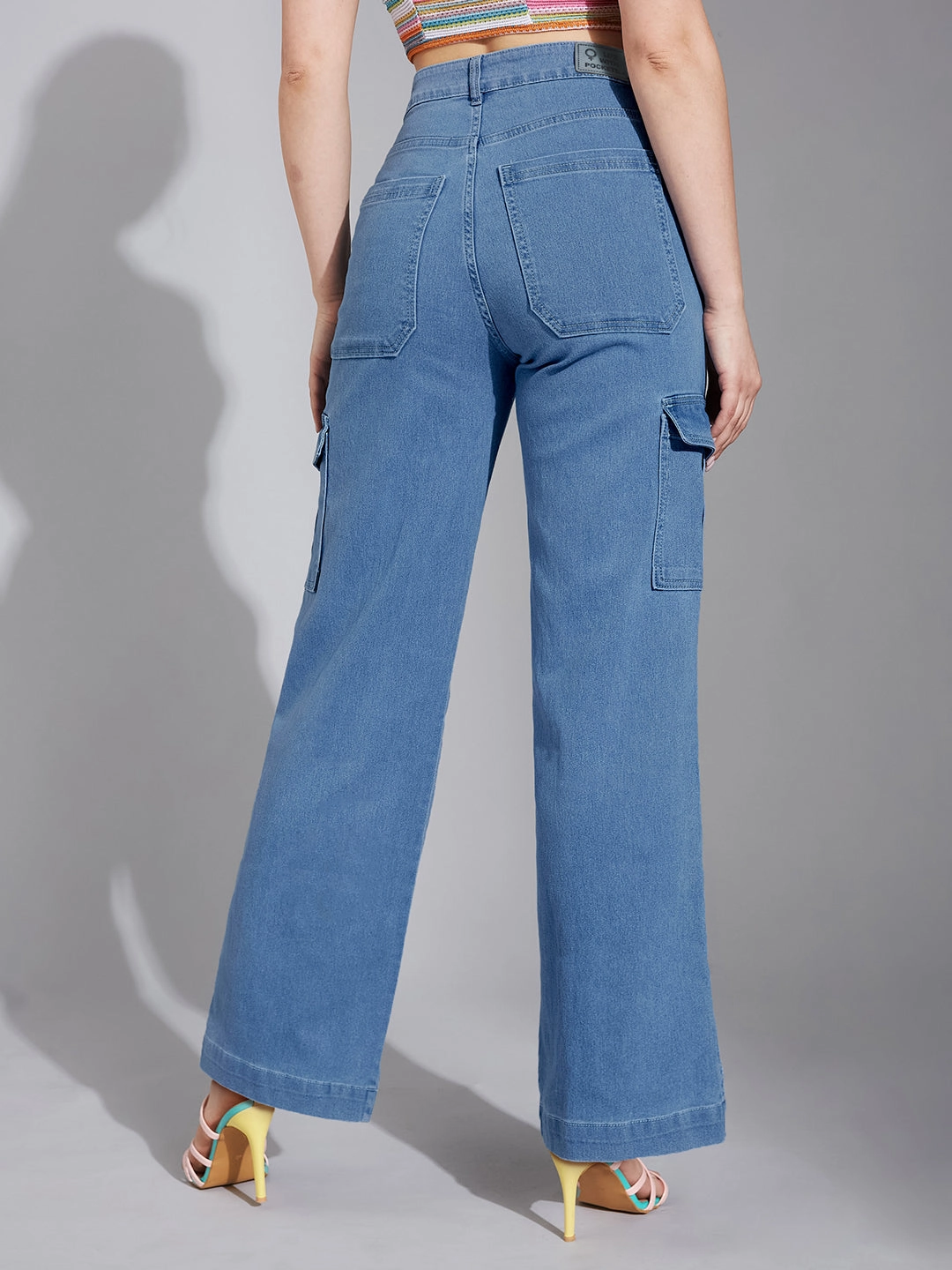 Heavy Duty Zipper Mechanism No Fuss Style 24/7 Comfort Blue Wide-Leg High-Rise Stretchable Denim Jeans