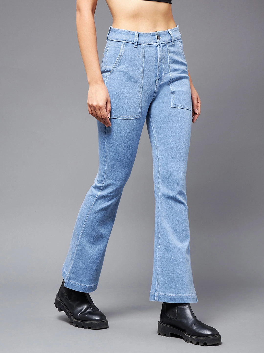 Vintage Lover Smooth Bold 24/7 Comfort Light Blue Bell-Bottom Bootcut High-Rise Stretchable Denim Jeans