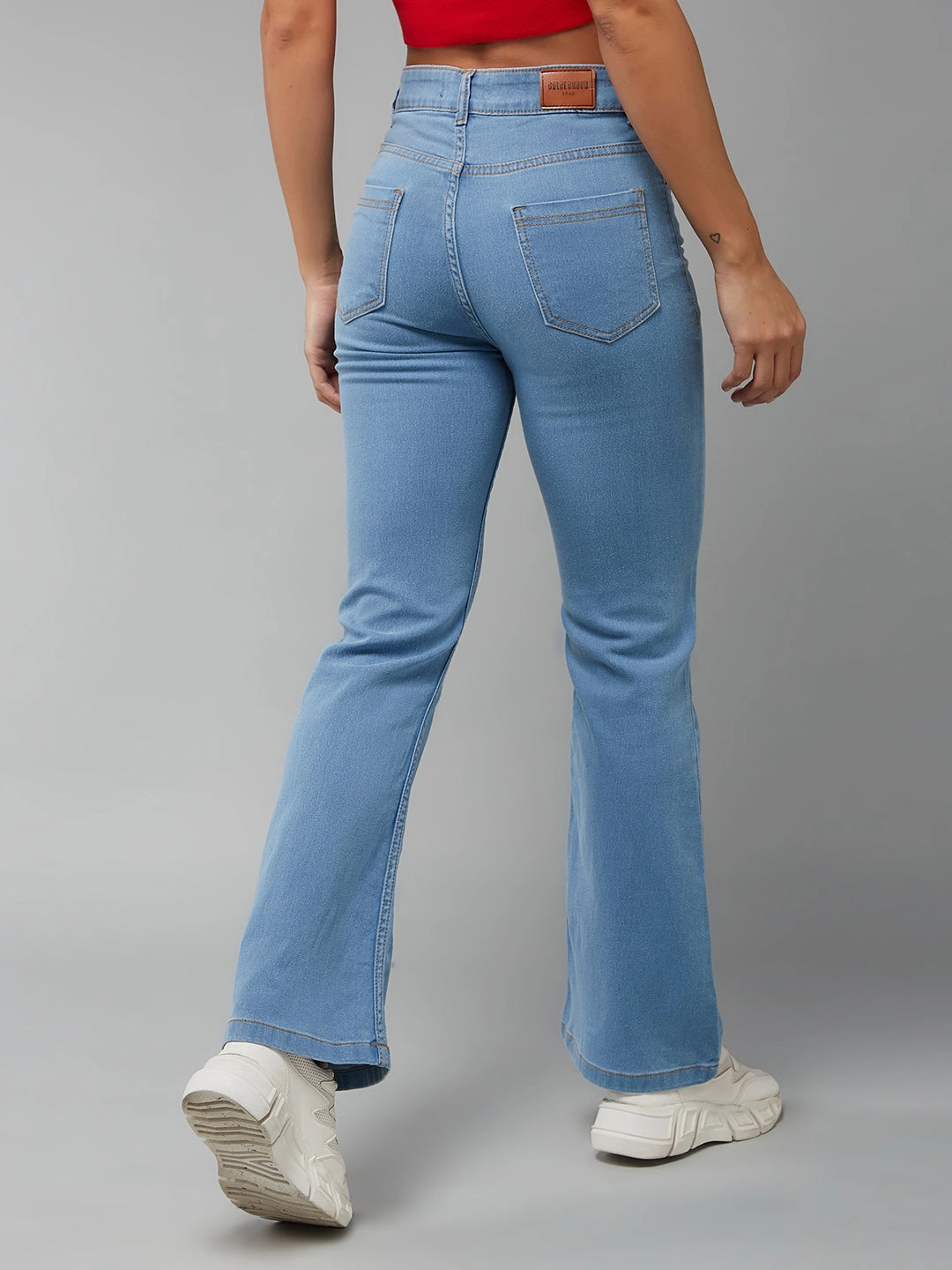 Relaxed Style Lightweight Durable Comfort Stretch 24/7 Comfort Light Blue Bell-Bottom Bootcut High-Rise Stretchable Denim Light Weight Jeans