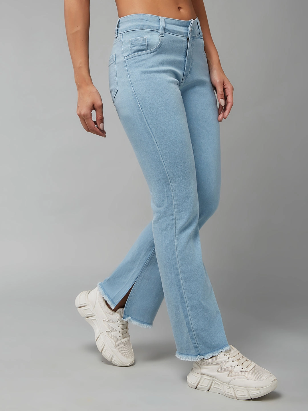 Relaxed Waistband Effortless casual 24/7 Comfort Light Blue Bell-Bottom Bootcut Hourglass High-Rise Cropped Stretchable Denim Jeans